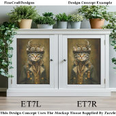 Papier Mousseline Cute Dapper Steampunk Tabby Cat ET7L Decoupage 