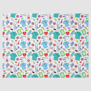 Papier Mousseline Cute Doctor Nurse Médicale Fournitures Motif