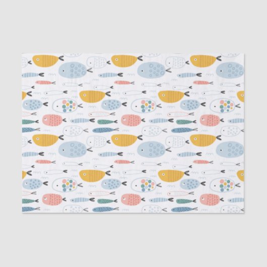 Papier Mousseline Cute Doodle École de Motif de poisson (Recto)