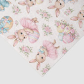 Papier Mousseline Cute Easter Bunny Floral Pattern - Pastel Spring (Détail)