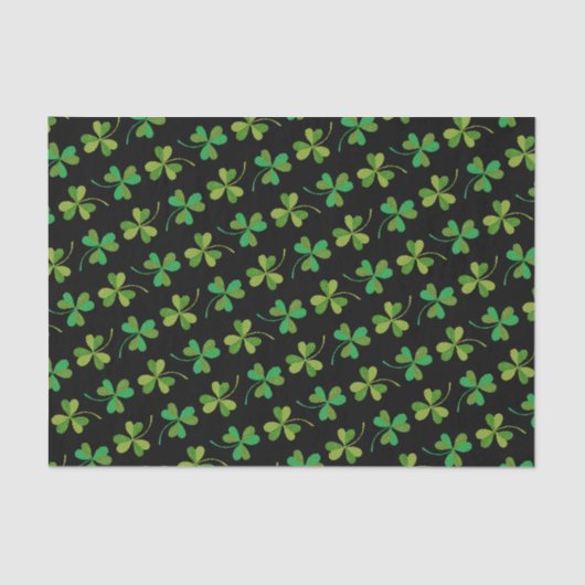 Papier Mousseline Cute & Elegant Shamrock foncé Motif vert & noir (Recto)