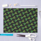 Papier Mousseline Cute & Elegant Shamrock foncé Motif vert & noir (Artisanat)