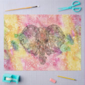 Papier Mousseline Cute Elephant Aquarelle main dessinée Fleur de hen (Artisanat)