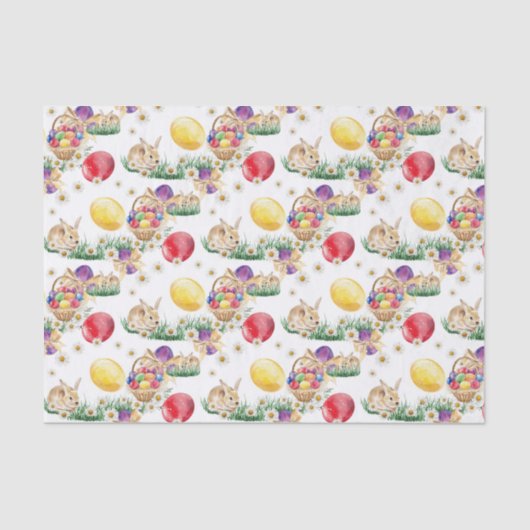 Papier Mousseline Cute Esater panier de lapin tissu motif (Recto)