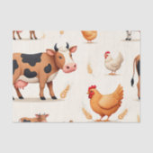 Papier Mousseline Cute Farm Animals Barn Pattern (Recto)