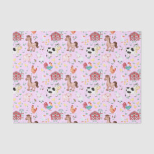 Papier Mousseline Cute Farm Animaux Barnyard Pink Arrière - plan