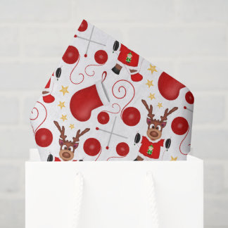 Papier Mousseline Cute Festive Red Christmas Reindeer