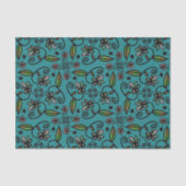 Papier Mousseline Cute Floral Pattern Teal (Recto)