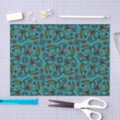 Papier Mousseline Cute Floral Pattern Teal (Artisanat)