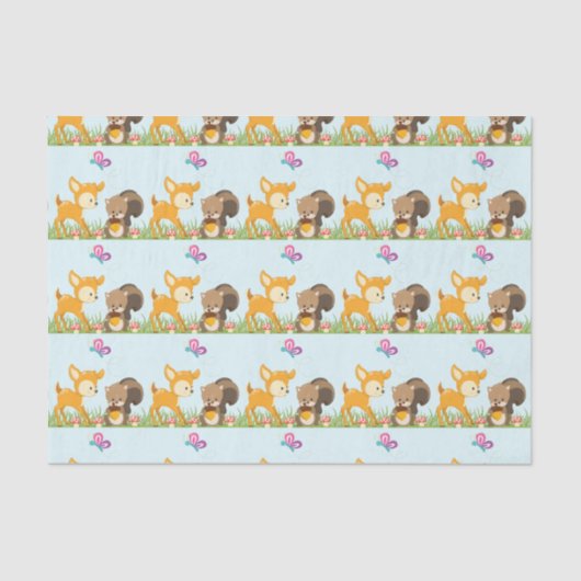 Papier Mousseline Cute Forest Animaux Whimsical Cartoon Motif (Recto)