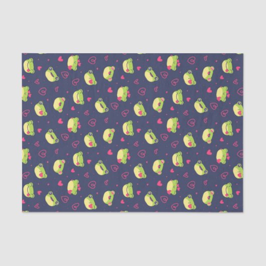 Papier Mousseline Cute Frog Love Doodle Heart Motif Valentines Day (Recto)
