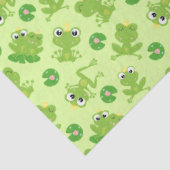 Papier Mousseline Cute Frogs Motif sur Bright Green (Détail)