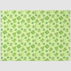 Papier Mousseline Cute Frogs Motif sur Bright Green