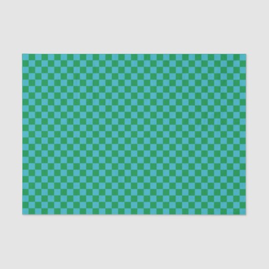 Papier Mousseline Cute Fun Modern Checkerboard Blue Green Geometric (Recto)