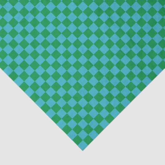 Papier Mousseline Cute Fun Modern Checkerboard Blue Green Geometric (Détail)