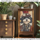 Papier Mousseline Cute Fun Steampunk Chien noir et blanc AB6 Découpa