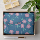 Papier Mousseline Cute Girly Blue & Rose Floral (Cadeau)