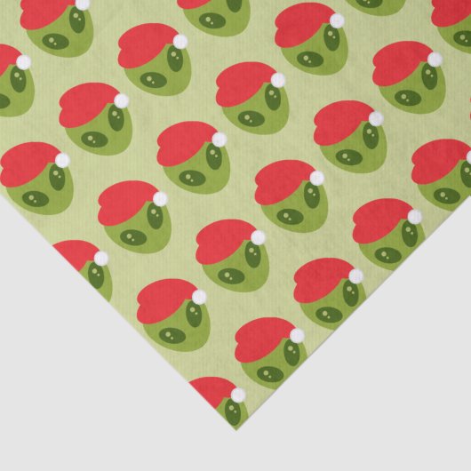 Papier Mousseline Cute Green Alien in Santa Hat Pattern (Détail)