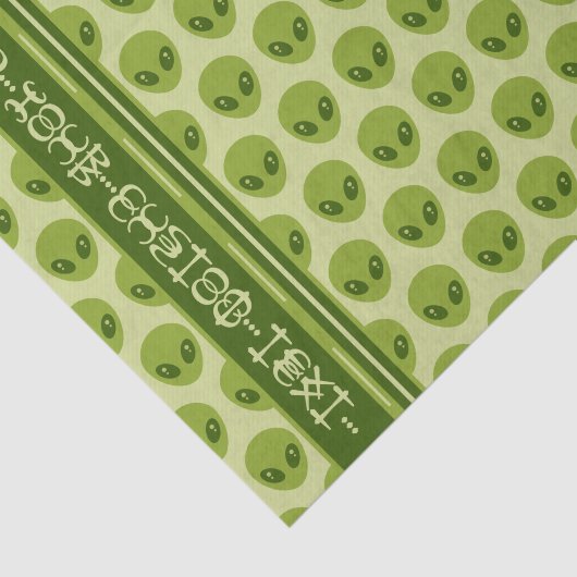 Papier Mousseline Cute Green Alien Pattern with Your Text in Glyphs (Détail)