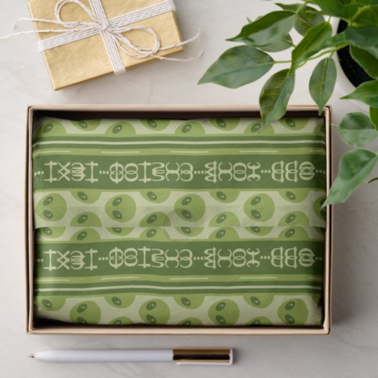 Papier Mousseline Cute Green Alien Pattern with Your Text in Glyphs (Cadeau)