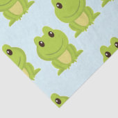Papier Mousseline Cute grenouille verte sur bleu (Détail)
