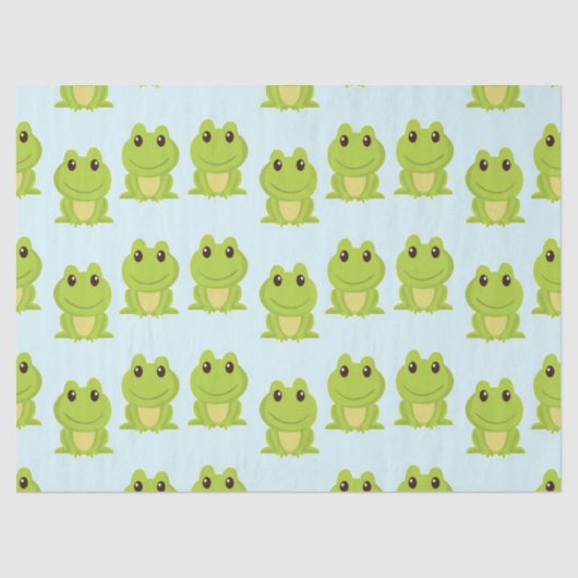 Papier Mousseline Cute grenouille verte sur bleu (Recto)