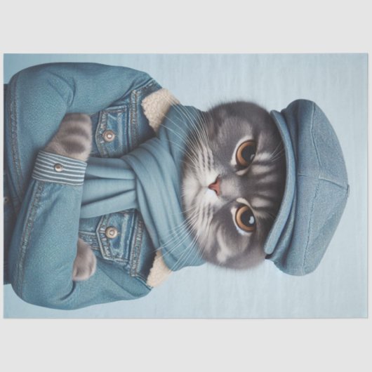 Papier Mousseline Cute grumpy gray tiger cat (Recto)
