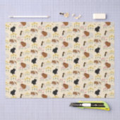 Papier Mousseline Cute Guinée Chiens En Fleur Motif Jardin - Jaune (Artisanat)