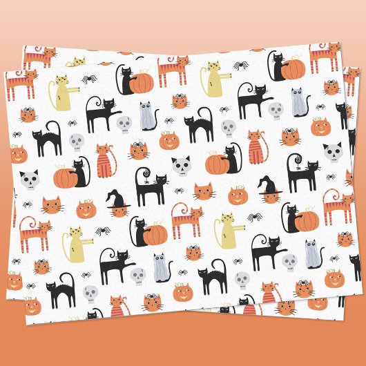 Papier Mousseline Cute Halloween Chat Éffrayant