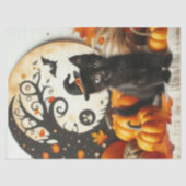 Papier Mousseline Cute Halloween Chat Moon Citrouille (Recto)