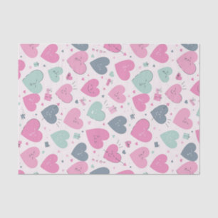 Papier Mousseline Cute Heart Pastel Couleur Motif Saint Valentin