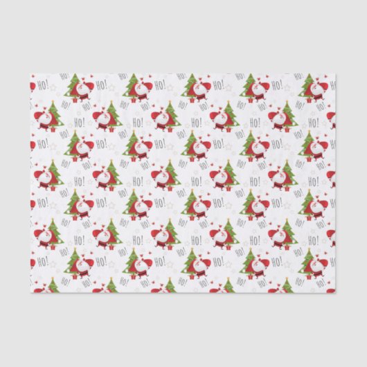 Papier Mousseline Cute Ho Ho Ho Moderne Noël Père Noël (Recto)