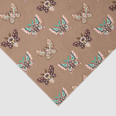 Papier Mousseline Cute Kawaii Chibi Moths on Coffee Tan (Détail)