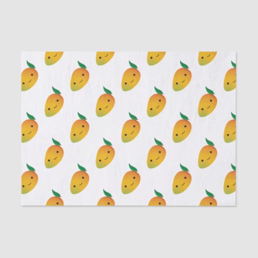 Papier Mousseline Cute Kawaii Mango souriant (Recto)