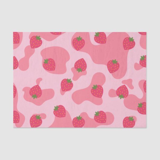 Papier Mousseline Cute Kawaii Motif de la vache fraise (Recto)