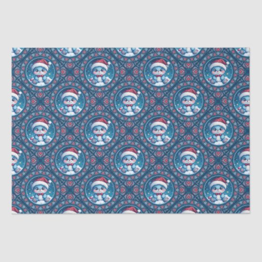 Papier Mousseline Cute Kawaii Ours Festif Mandala Geo Diamond Tile (Recto)