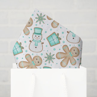 Papier Mousseline Cute Kids Blue Festive Christmas Gingerbread
