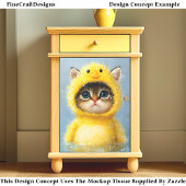 Papier Mousseline Cute Kitten habillé en canard jaune DL4R Découpage