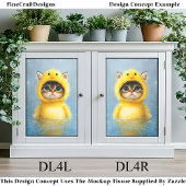 Papier Mousseline Cute Kitten habillé en canard jaune DL4R Découpage