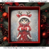 Papier Mousseline Cute Kitten Reindeer En Manteau Rouge AK6F Découpa