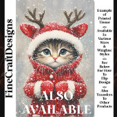 Papier Mousseline Cute Kitten Reindeer En Manteau Rouge AK6F Découpa