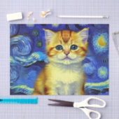 Papier Mousseline Cute Kitten Starry Night Van Gogh (Artisanat)