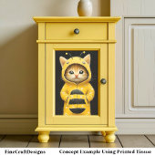 Papier Mousseline Cute Kitten Vêtu Comme Bumble Bee AK4F Découpage