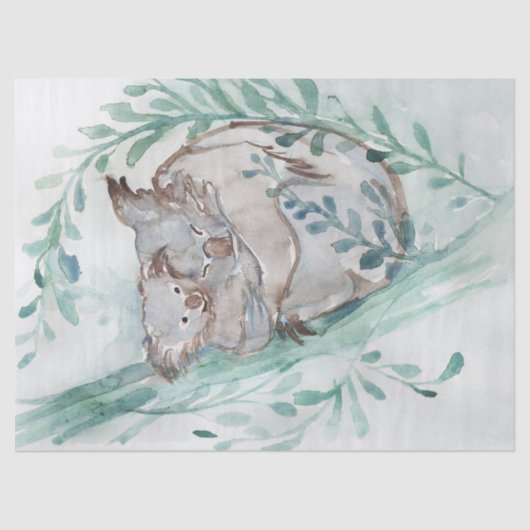 Papier Mousseline Cute Koala & Baby Watercolor Nourriture neutre Tur (Recto)