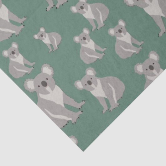 Papier Mousseline Cute Koala Eucalyptus Motif vert (Détail)