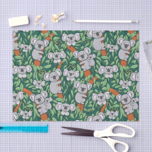 Papier Mousseline Cute Koala Motif Hunter Green (Artisanat)