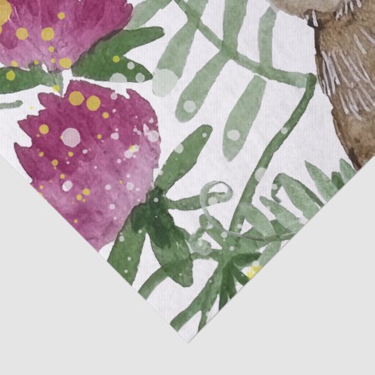 Papier Mousseline Cute lapin en fleurs d'aquarelle (Détail)