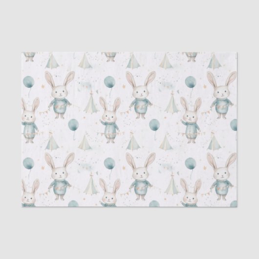 Papier Mousseline CUte lapins dans un cirque (Recto)