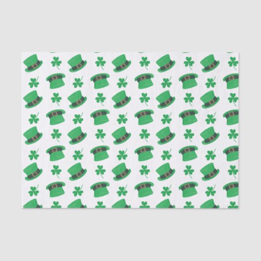 Papier Mousseline Cute Leprechaun casquette et motif shamrock (Recto)