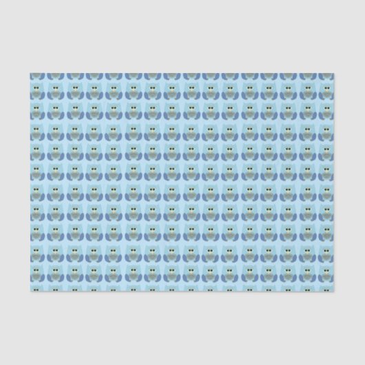 Papier Mousseline Cute Light Blue Owl Pattern (Recto)